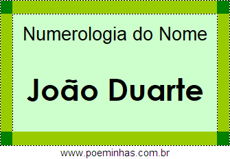 Numerologia do Nome João Duarte