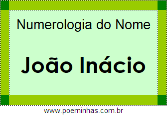Numerologia do Nome João Inácio