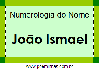 Numerologia do Nome João Ismael