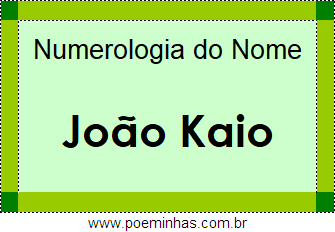 Numerologia do Nome João Kaio