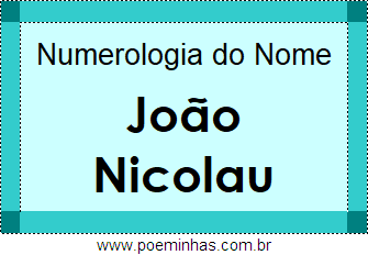 Numerologia do Nome João Nicolau