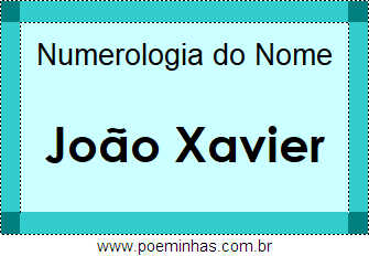 Numerologia do Nome João Xavier