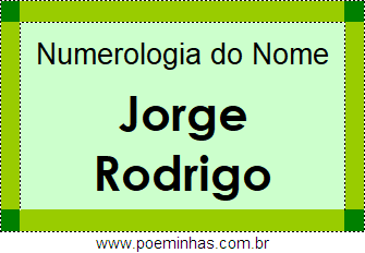 Numerologia do Nome Jorge Rodrigo