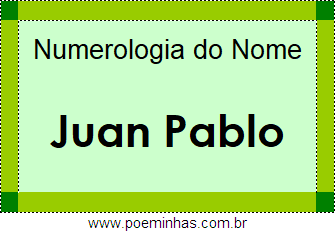 Numerologia do Nome Juan Pablo