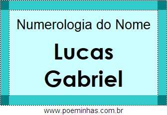 Numerologia do Nome Lucas Gabriel