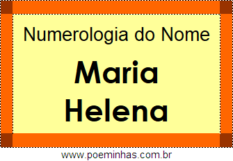 Numerologia do Nome Maria Helena