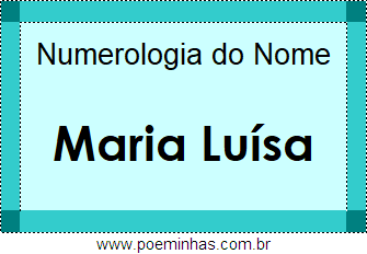 Numerologia do Nome Maria Luísa