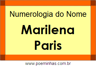 Numerologia do Nome Marilena Paris
