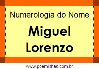Numerologia do Nome Miguel Lorenzo
