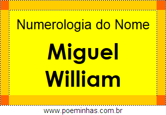 Numerologia do Nome Miguel William