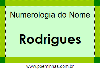 Numerologia do Nome Rodrigues