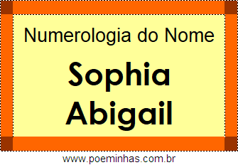 Numerologia do Nome Sophia Abigail