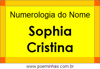 Numerologia do Nome Sophia Cristina