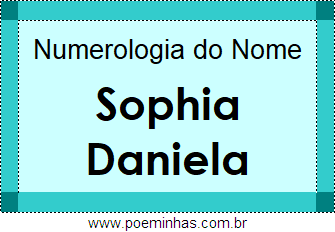 Numerologia do Nome Sophia Daniela