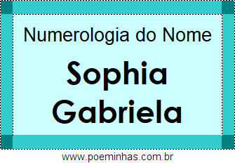 Numerologia do Nome Sophia Gabriela