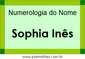 Numerologia do Nome Sophia Inês