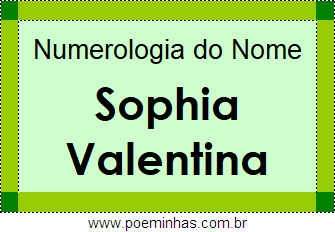 Numerologia do Nome Sophia Valentina