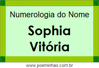 Numerologia do Nome Sophia Vitória