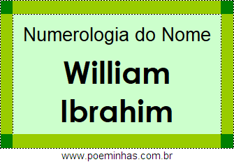 Numerologia do Nome William Ibrahim