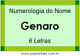 Numerologia do Nome Genaro