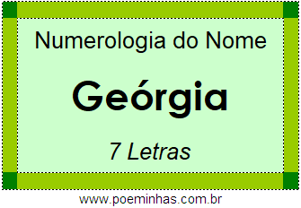 Numerologia do Nome Geórgia