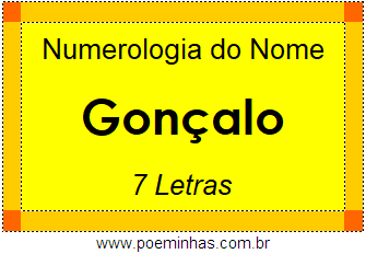 Numerologia do Nome Gonçalo