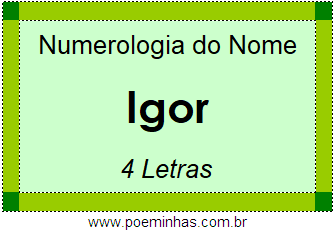 Numerologia do Nome Igor