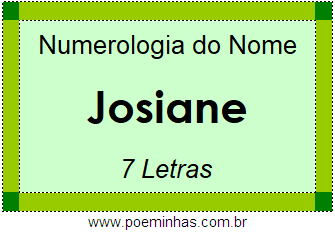 Numerologia do Nome Josiane