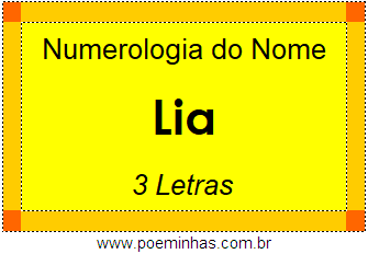 Numerologia do Nome Lia