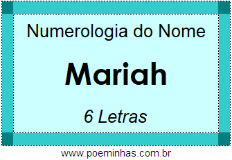 Numerologia do Nome Mariah