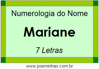 Numerologia do Nome Mariane