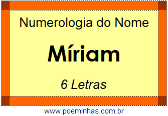 Numerologia do Nome Míriam