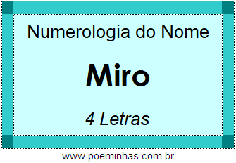 Numerologia do Nome Miro