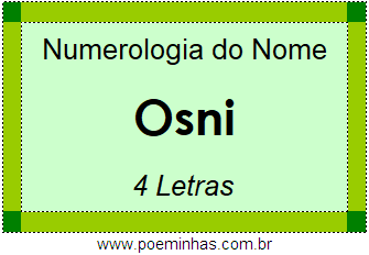 Numerologia do Nome Osni