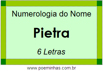 Numerologia do Nome Pietra