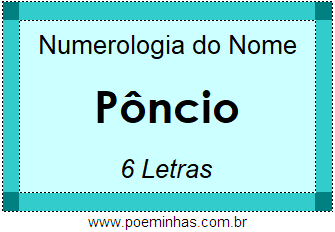 Numerologia do Nome Pôncio