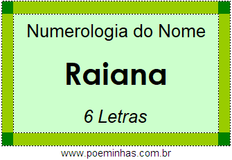 Numerologia do Nome Raiana