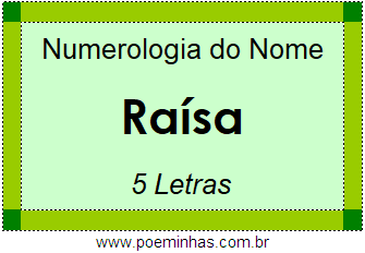 Numerologia do Nome Raísa