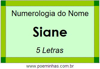 Numerologia do Nome Siane