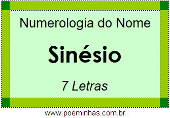 Numerologia do Nome Sinésio