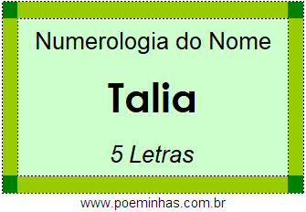 Numerologia do Nome Talia