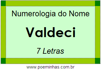 Numerologia do Nome Valdeci