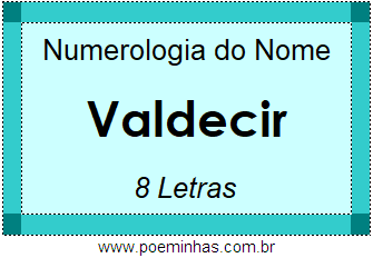 Numerologia do Nome Valdecir