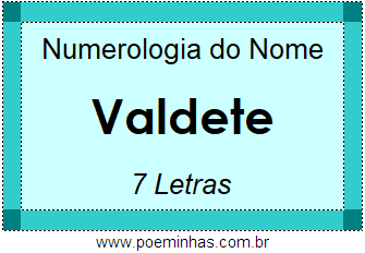 Numerologia do Nome Valdete