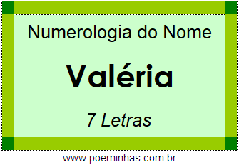 Numerologia do Nome Valéria