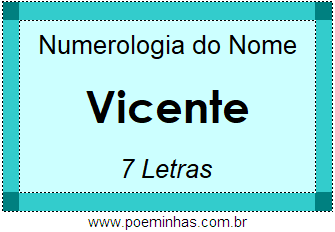 Numerologia do Nome Vicente